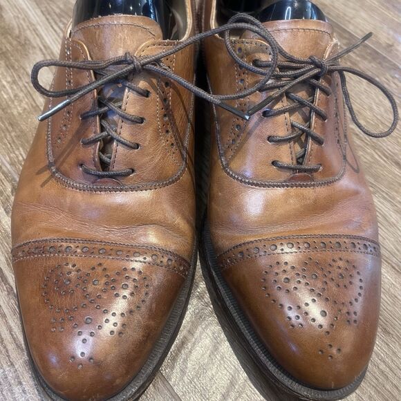 Cole Haan Oxford Shoes Men's 8.5 D Brown Cap Toe Leather USA Made Lace Up Dress - Picture 15 of 16